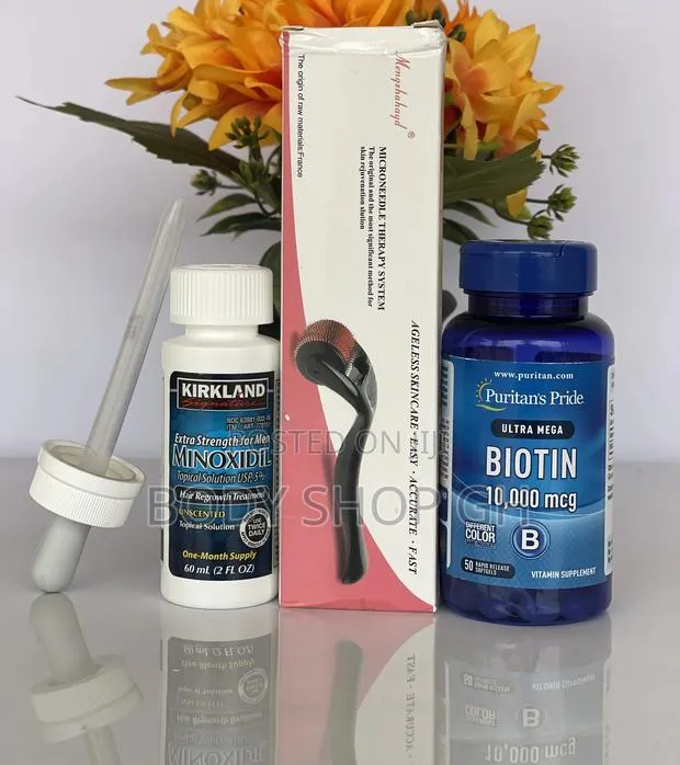 Kirkland Minoxidil + Derma Roller + Biotin [ 10,000 MCG ] · Photo 1