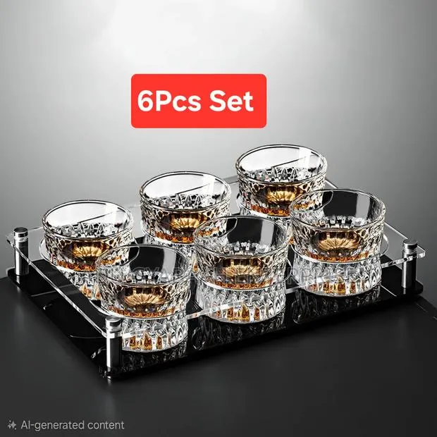 Elegant 120ml Whiskey Glass Set – 6 Pieces With Holder · Photo 1