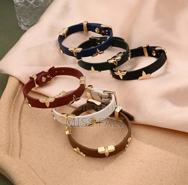 Leather Bracelet With Stainless Steel Butterfly. Black · Photo 1