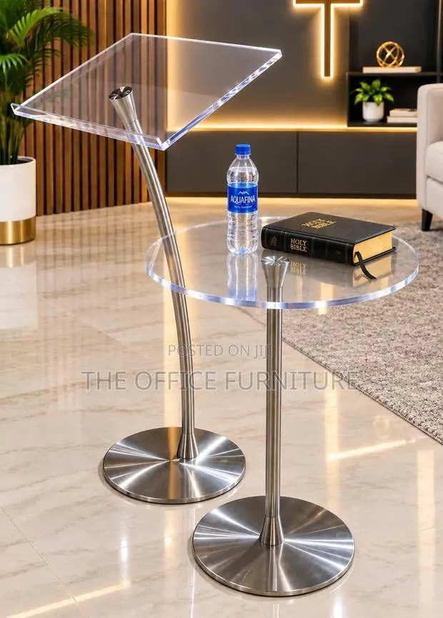Acrylic Single Pole Pulpit With Side Table · Photo 1