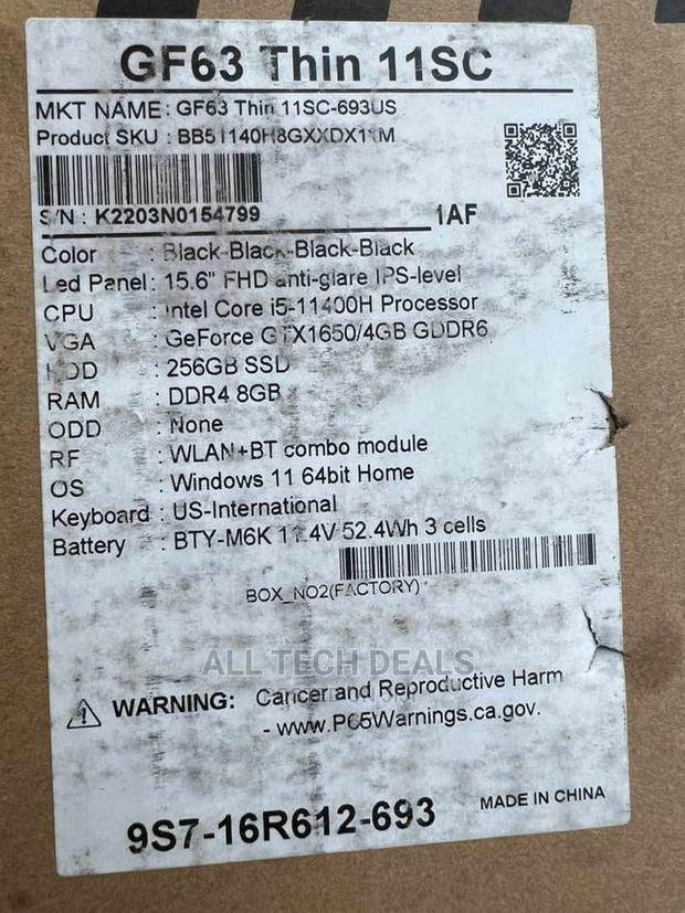 New Laptop MSI GF63 8GB Intel Core I5 SSD 256GB · Photo 3