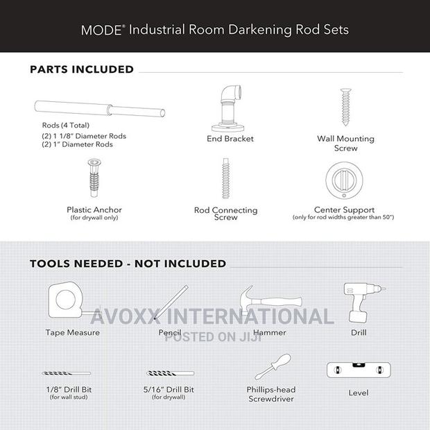 Mode Industrial Room Darkening Curtain Rod Set,72-144"Nickel · Photo 8
