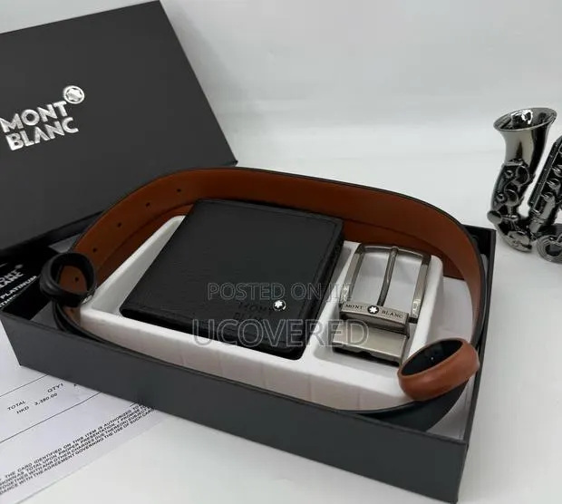 Mont-Blanc Men’S Bifold Flip Id Wallet + Belt · Photo 1