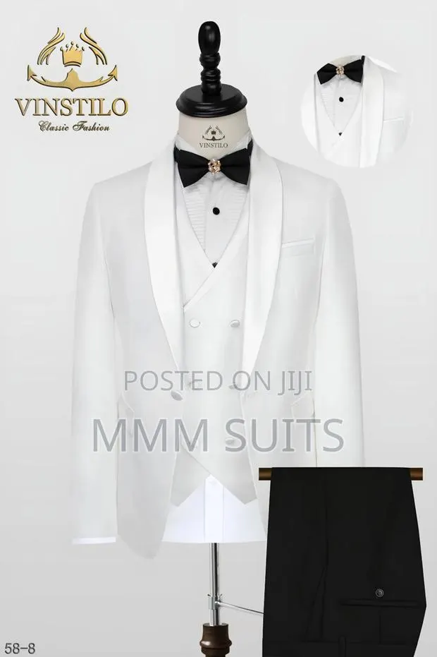 3-piece White And Black Men Suit For Wedding · Photo 1