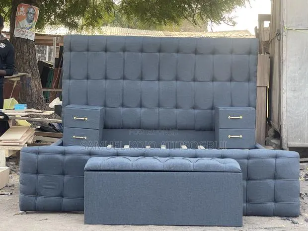 King Size Bed Frame With 2 Side Drawers and Ottoman · Photo 1