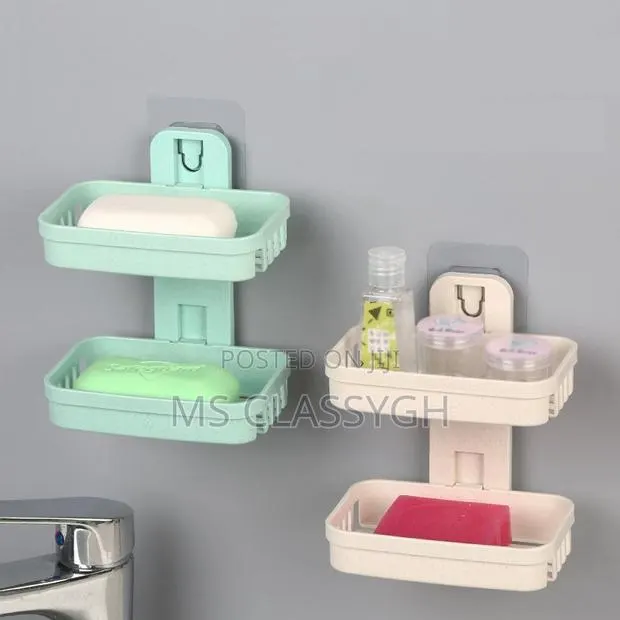 Wall Mounted Double Layer Soap Dish Draining Holder Sponge S · Photo 1