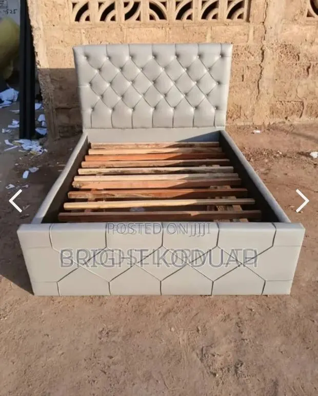 Ash Leather Batten Double Bed Frame · Photo 1
