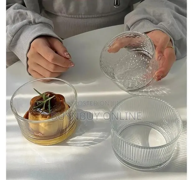 3 PCS 200ml Hammered Dessert Ramekins Glass Bowl · Photo 1