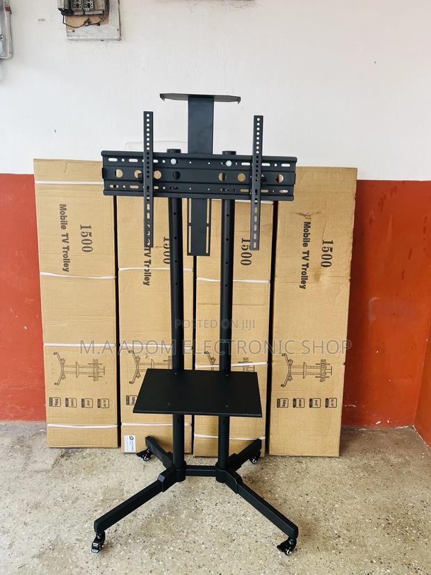 Flexible Adjustable Tv Cart With Wheels Dvd Shelf 32”-70” · Photo 1
