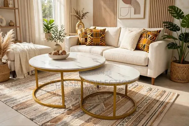 2in1 Luxury Nesting Coffee Table - White Faux Marble Top · Photo 1
