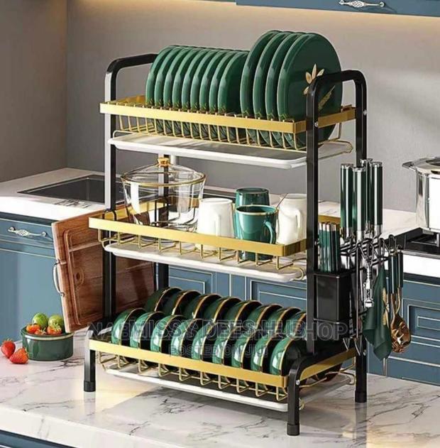3-Tier Dish Rack - Gold · Photo 1