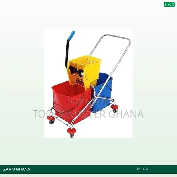 60l Double Mop Trolley Side Press Red-Blue - B-043 · Photo 1