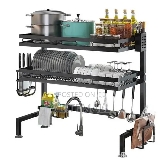 2-Tier Adjustable Stainless Steel Drainer Kitchen Dish Rack · Photo 1