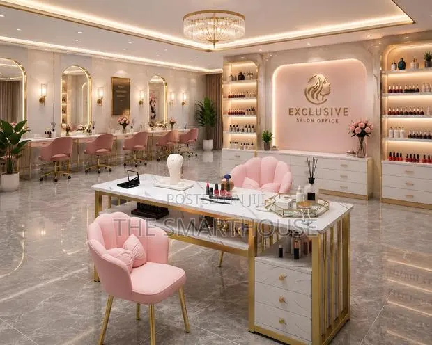 Luxury Marble Salon Nail Table – 3 Drawers + 2 Chairs · Photo 3