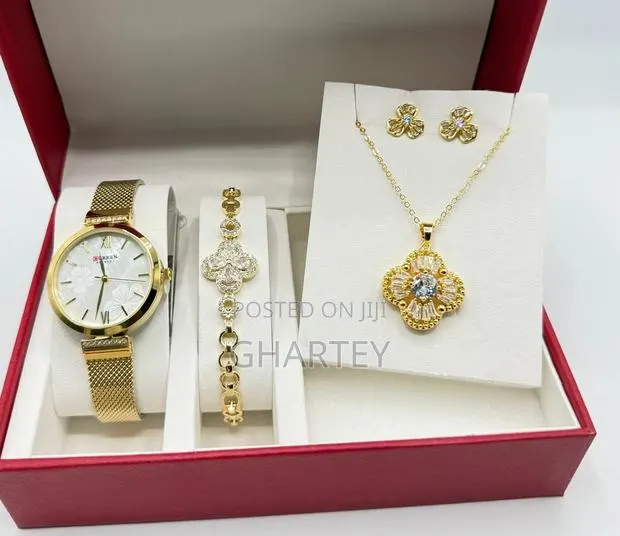 Perfect Gold Set Gift Package - Watch, Bracelet, Necklace,Earrings. · Photo 1
