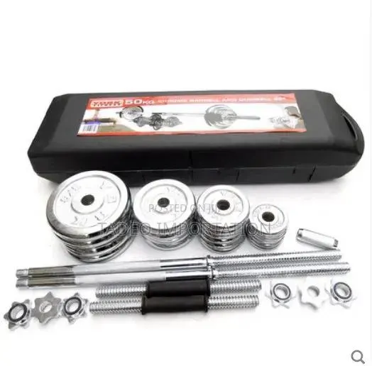 50kg Chrome Barbell and Dumb Bells Set · Photo 1