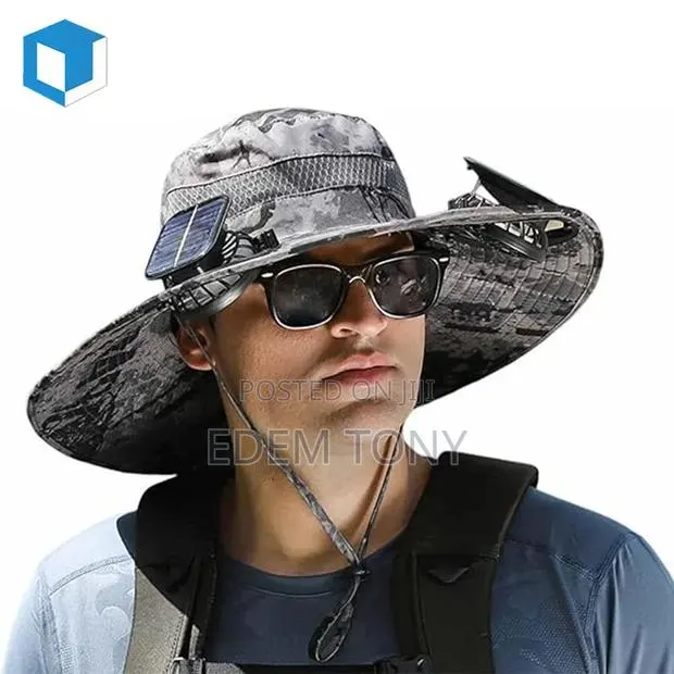 Outdoor Rechargeable/Solar Cooling Sun Hat With Two Fans · Photo 1