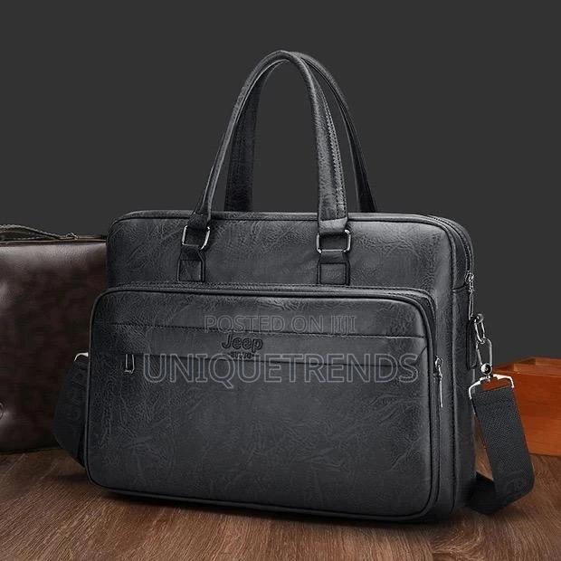 Jeep Black Leather Laptop/File Bag · Photo 1