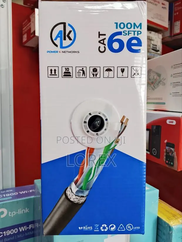 Ak Cat6 Network Cable 100m SFTP Outdoor Dual Coated Shielded · Photo 1