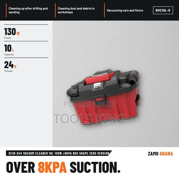 Dc18-24v Vacuum Cleaner 10L 130W >8Kpa Box Shape Zero Versi - NVC10L-0 · Photo 1
