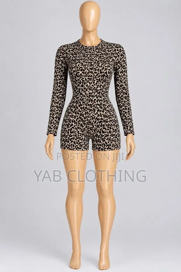 Ladies’ Leopard Print Long-Sleeve Romper · Photo 1