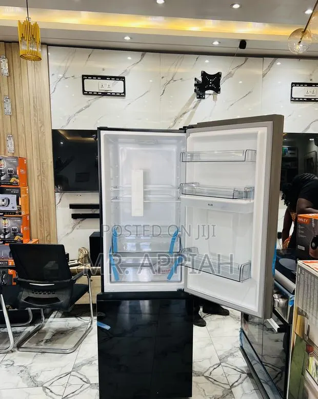 Premium Design Pearl Double Door Electric Refrigerator(311l)Black. · Photo 1