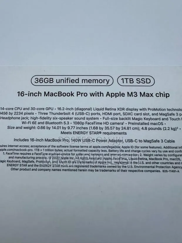 New Laptop Apple MacBook Pro 2024 M3 Max 36GB Apple M3 Max SSD 1T · Photo 1