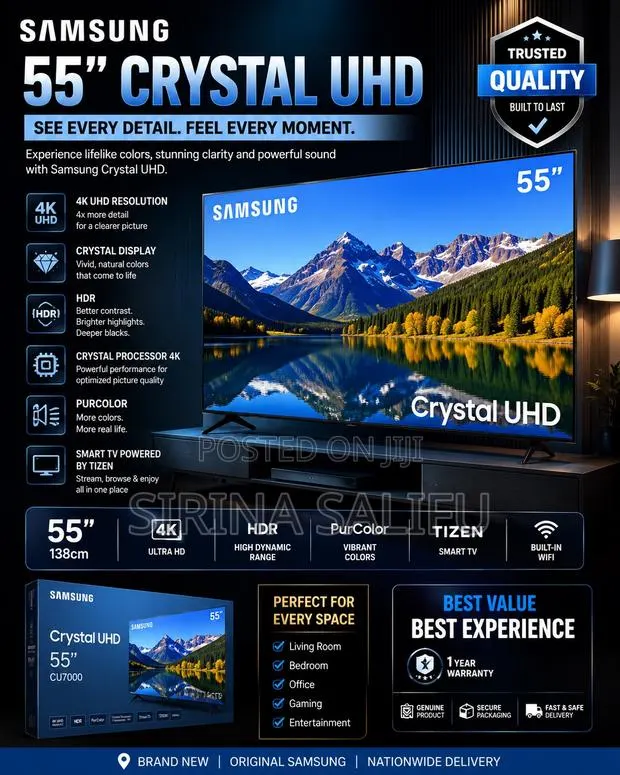 Samsung 55” Crystal Uhd Smart TV · Photo 1
