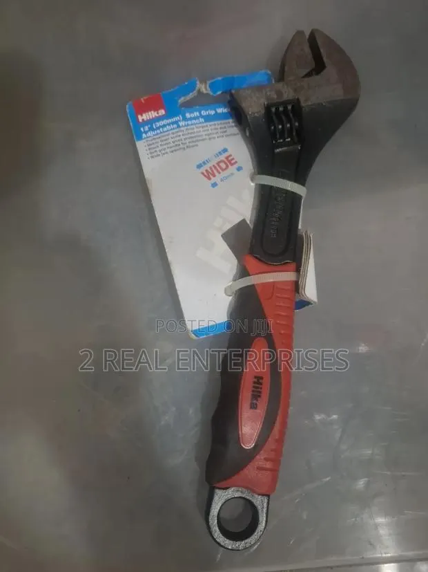 Hilka 12" (300mm) Soft Grip Wide Jaw Adjustable Wrench (40mm Opening) · Photo 1