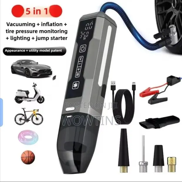 Multifunctional Vacuum Cleaner, Tire Inflator, Jump Starter Lighting · Photo 1