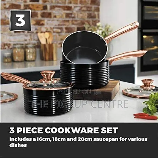 Tower Saucepan Set Non-Stick Ceramic Coating,Black Rose Gold · Photo 1