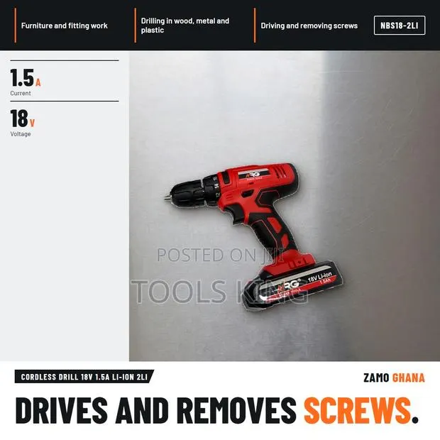 Cordless Drill 18V 1.5A Li-Ion 2Li - NBS18-2LI · Photo 1