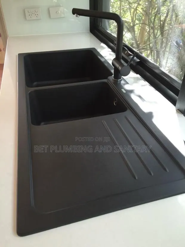 Double Bowl Black Cabinet Sink With Tap_complete_kitchen Sink · Photo 1