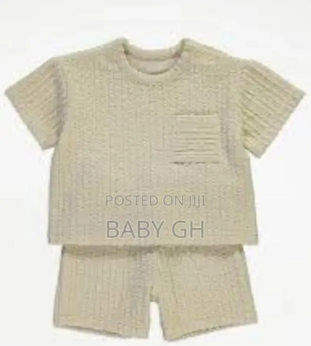 George Cream Textured Tshirt and Shorts Baby Set · Photo 1