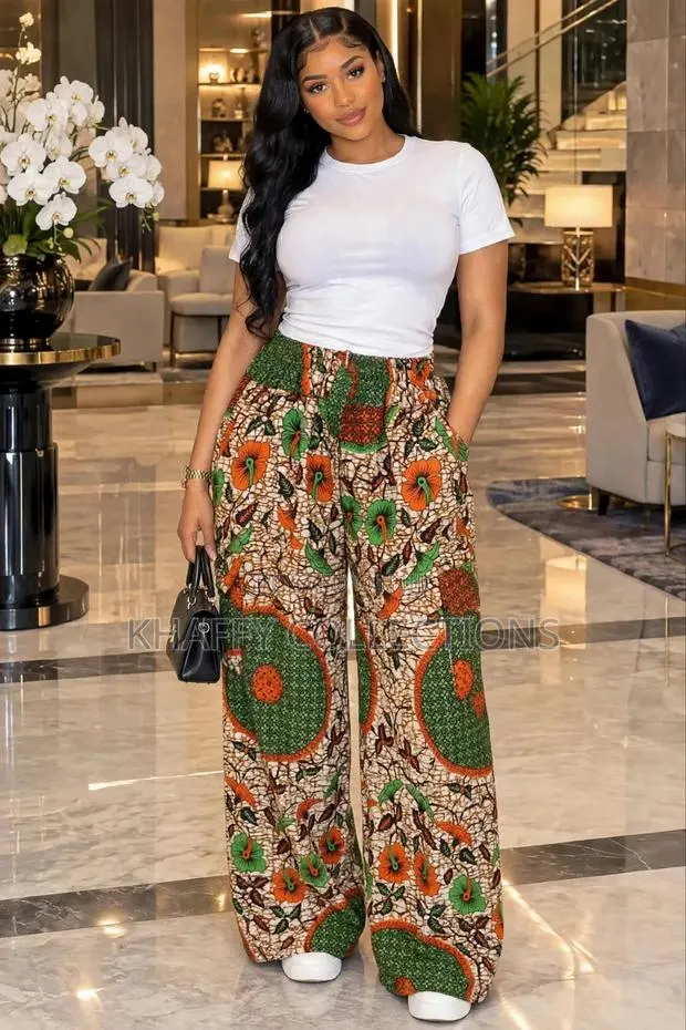 Ladies Ankara Wide Leg Palazzo Pants - African Print Baggy Trousers · Photo 1