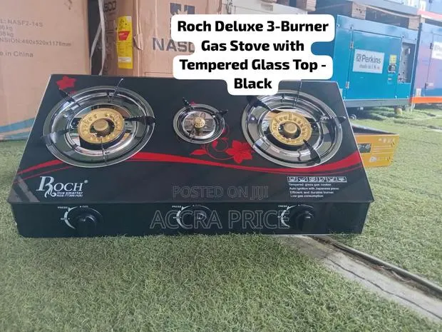 Roch Deluxe 3-Burner Gas Cooker – Compact, Stylish Quality Black · Photo 1