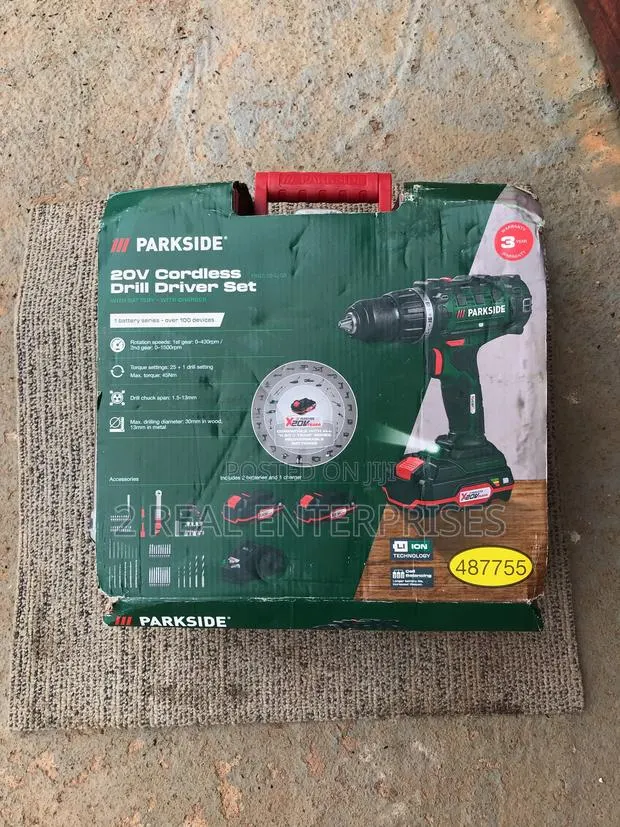 Parkside Pabs 20v Cordless Drill Driver Set With Battery and Charger. · Photo 1
