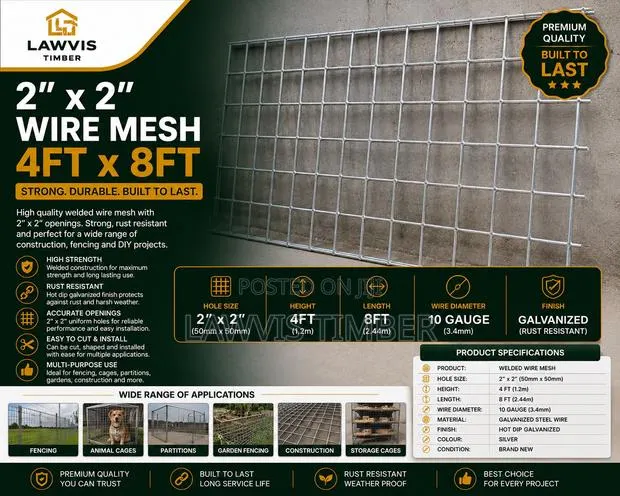 2” × 2” Galvanized Wire Mesh Panel | 4ft × 8ft Welded Mesh. LVM · Photo 1