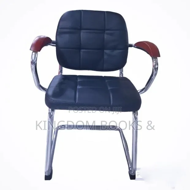 Executive Soft Leather Visitors Chair With Wooden Armrests · Photo 1