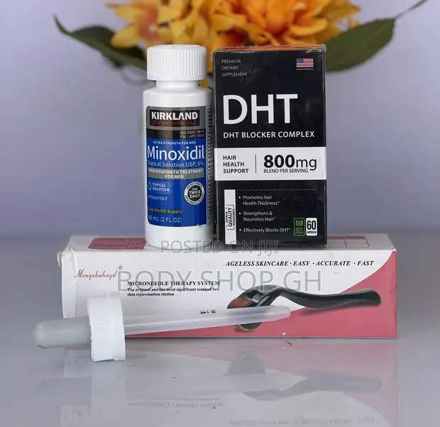 Bald Hair Regrowth Pack - Kirkland Minoxidil + Derma Roller · Photo 1