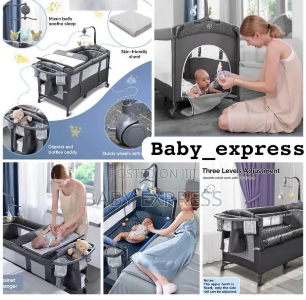Foldable 4-in-1 Baby Playpen Bed With Changing Mat Rotating Rattles · Photo 1