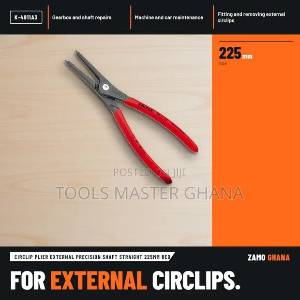 Circlip Plier External Precision Shaft Straight 225Mm Red - K-4911a3 · Photo 1