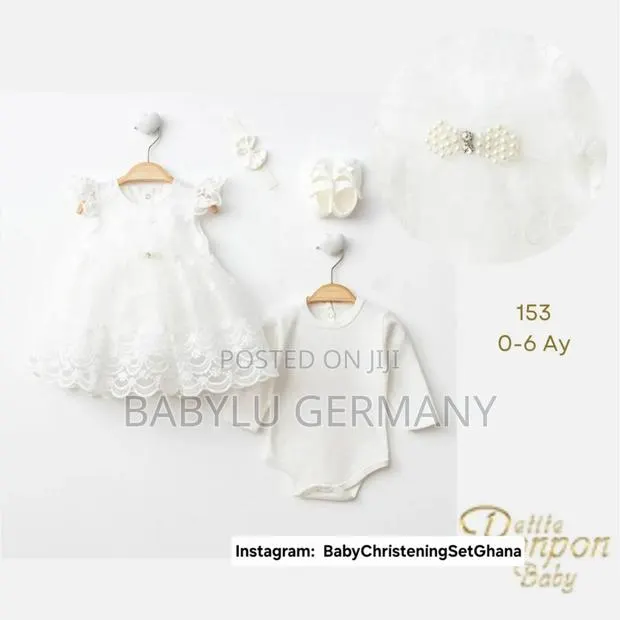 Baby Girl Christening, Naming Ceremony or Baptism White Dress Set · Photo 1
