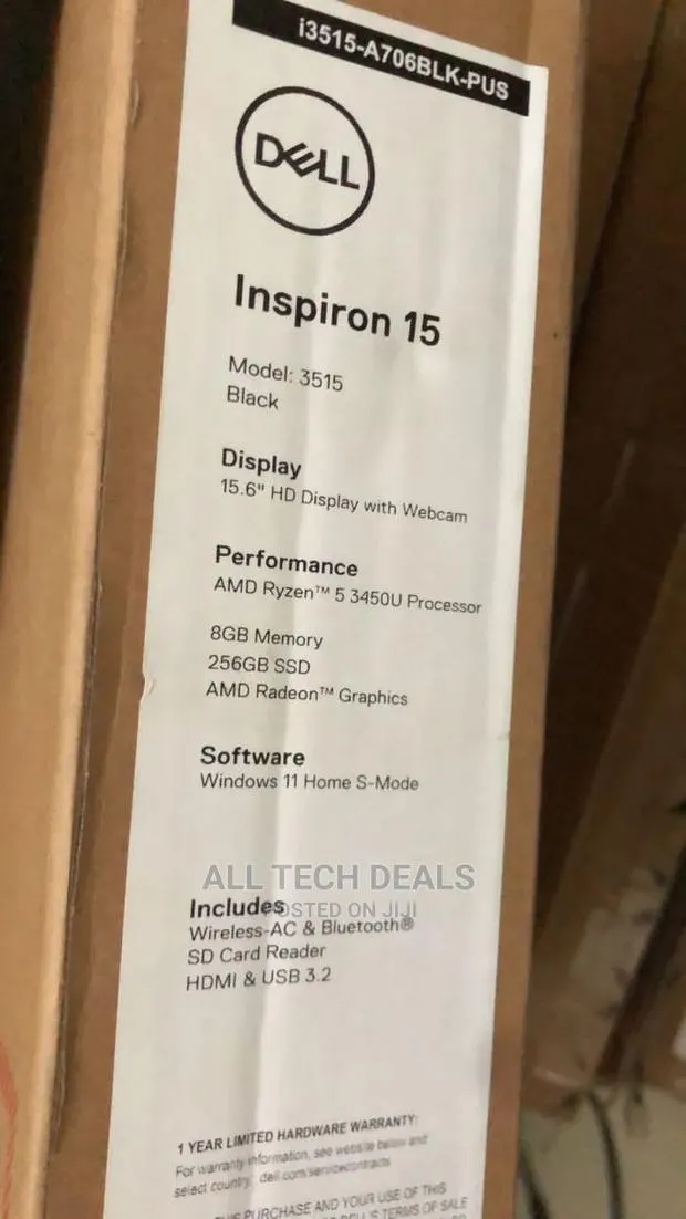 New Laptop Dell Inspiron 15 8GB AMD Ryzen 5 SSD 256GB · Photo 1