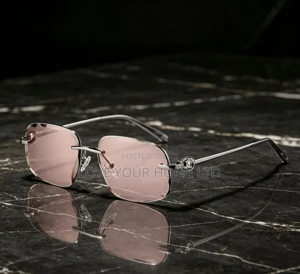 Rimless Square Sunglasses – Pink Gradient Lens Silver Frame · Photo 2
