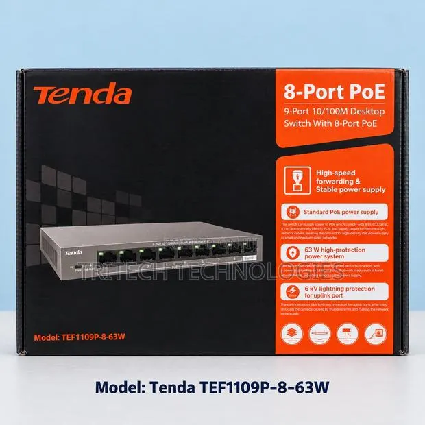 TENDA TEF1109P-8-63W-Tenda 9-Port 10/100Mbps Desktop Switch · Photo 1