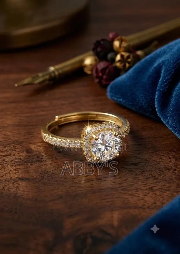 Adjustable 14 Carat Gold Plated Moissanite Proposal/ Engagement Ring · Photo 1