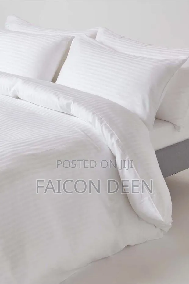 Softness Your Guest Would Love: White Cotton Stripped Duvet Cover Only · Photo 1