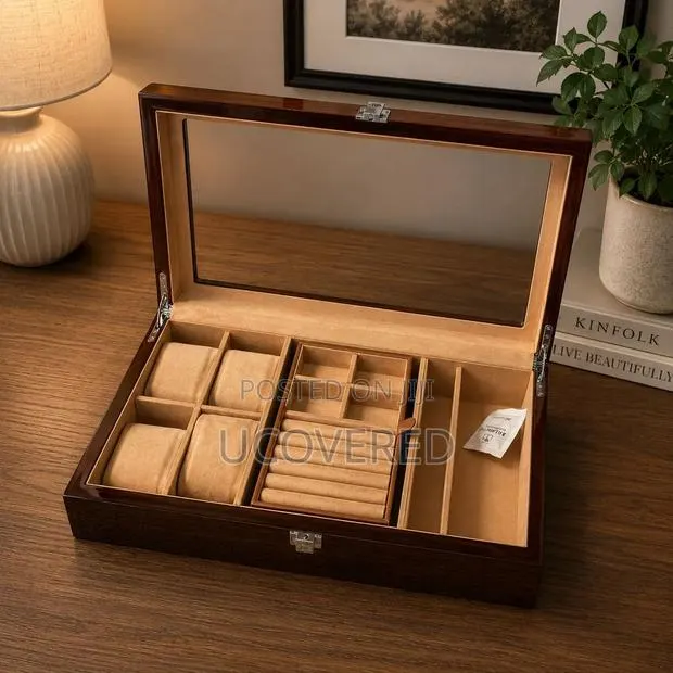 Polished Wood Watch and Jewelry Organizer Case · Photo 1