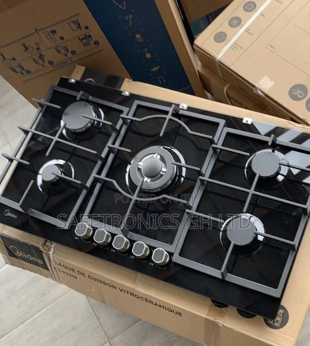 Newly Bulky Midea 90cm Gas Hob – Black Glass 90GP095 · Photo 1